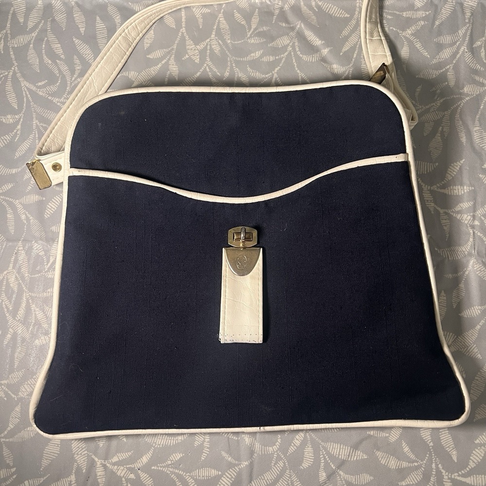 FS  Originals Vintage‎ Royal Blue Canvas White Leather Shoulder Bag